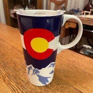 Colorado State Ceramic Travel Coffee Cup Mug by Evergreen